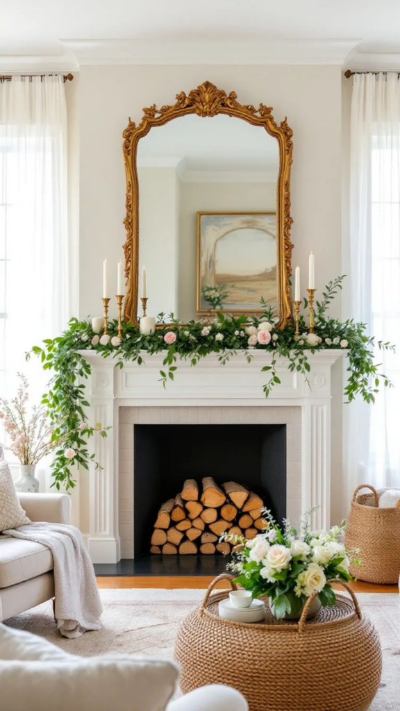 A Mantle with a Statement Mirror