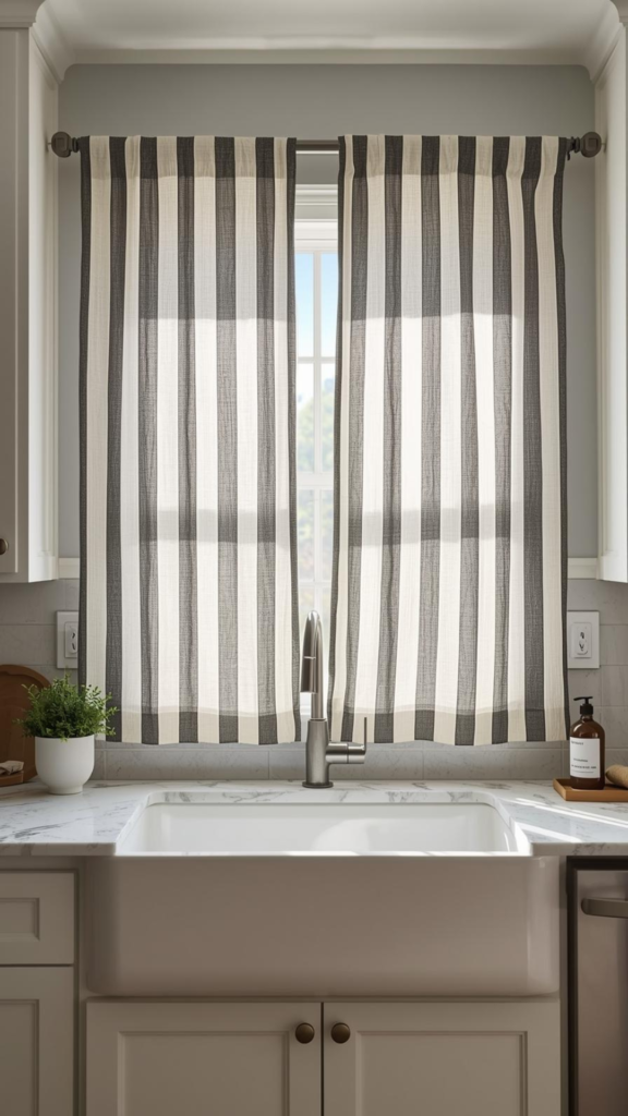 Bold Black and White Striped Curtains