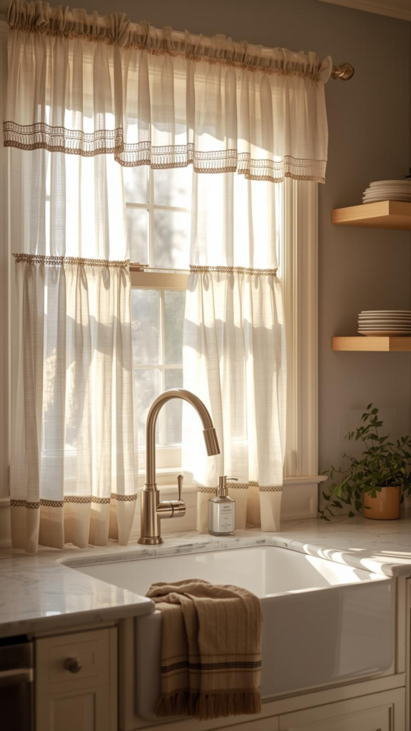 Layered Sheer Curtains with the Valance