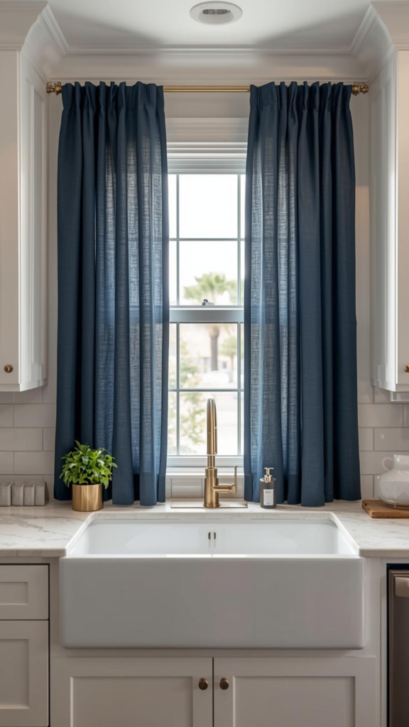 Navy Blue Curtains for the Rich Contrast